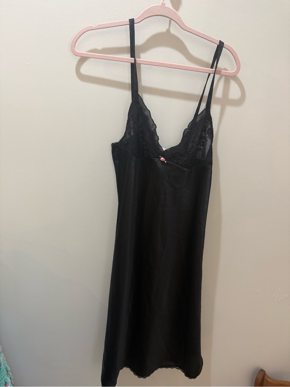 Oscar de la Renta Black Lace Trim Slip